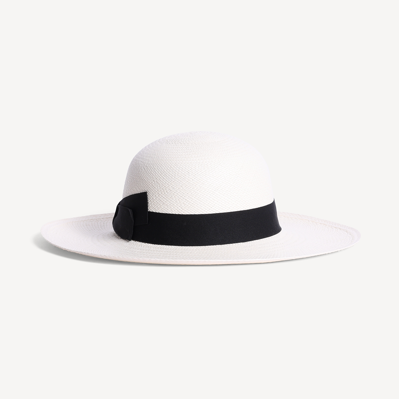 Brisa Panama Toquilla Straw - White with Black Band