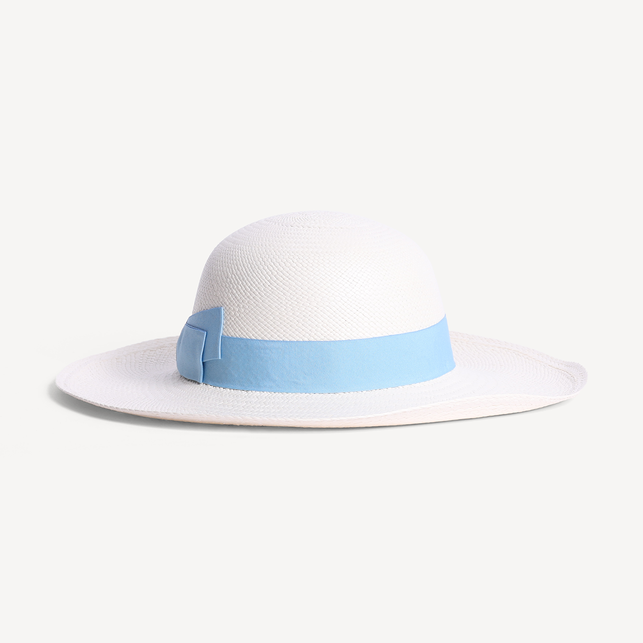 Brisa Panama Toquilla Straw - White with Light Blue Band