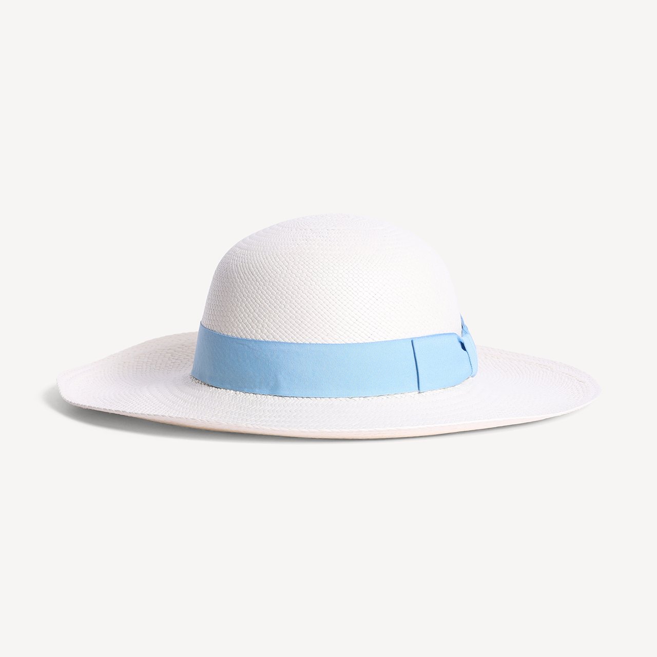 Brisa Panama Toquilla Straw - White with Light Blue Band