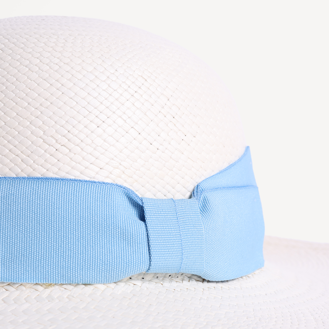 Brisa Panama Toquilla Straw - White with Light Blue Band