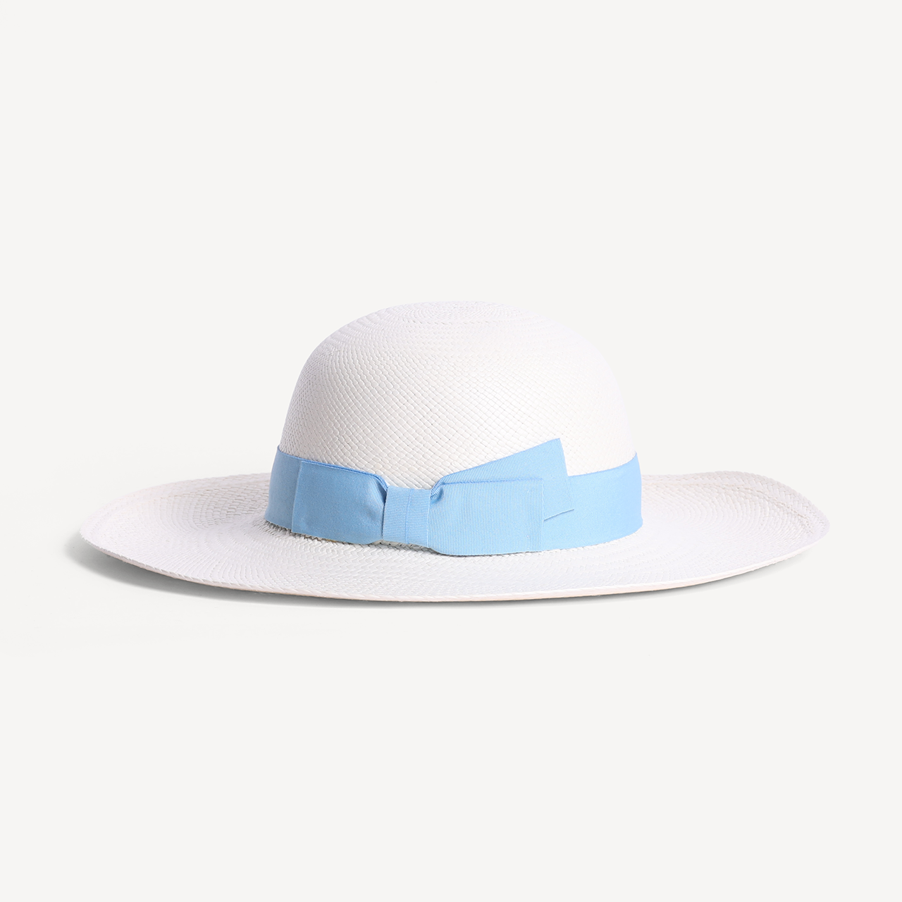 Brisa Panama Toquilla Straw - White with Light Blue Band