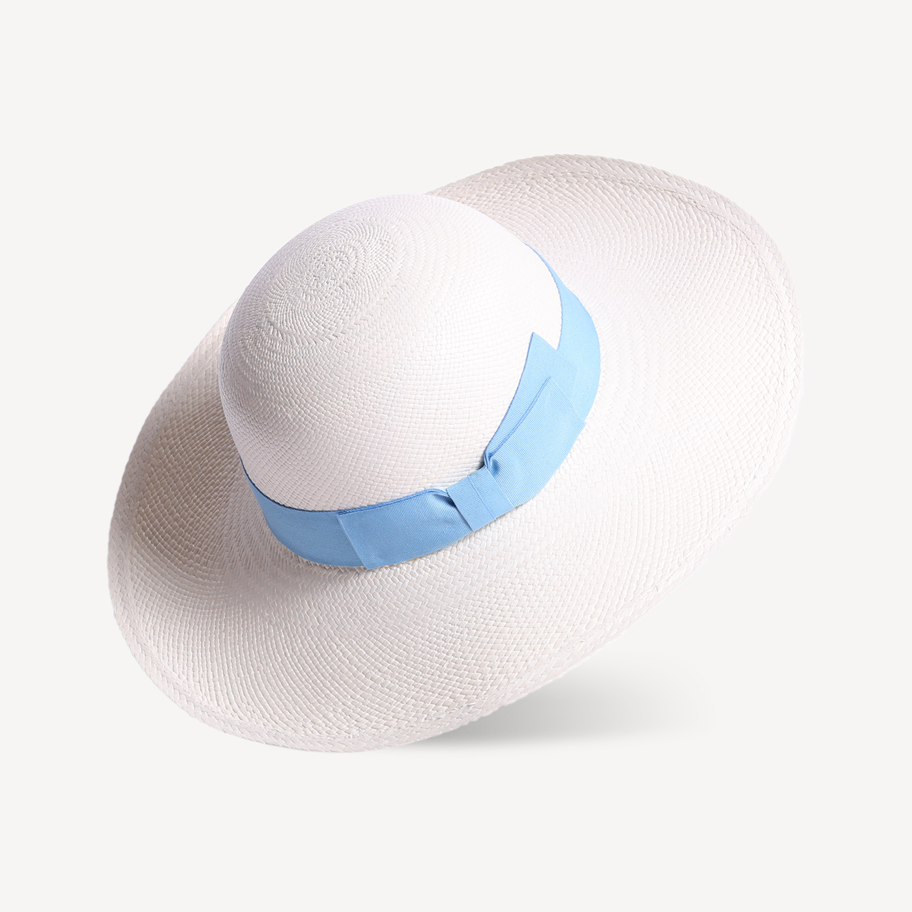 Brisa Panama Toquilla Straw - White with Light Blue Band
