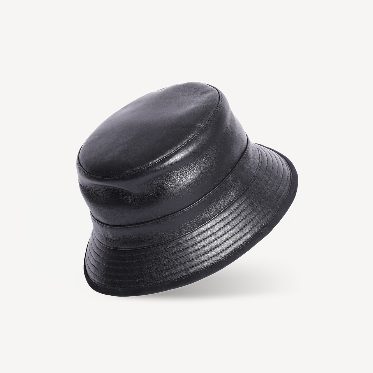 Bucket Hat - Black Leather