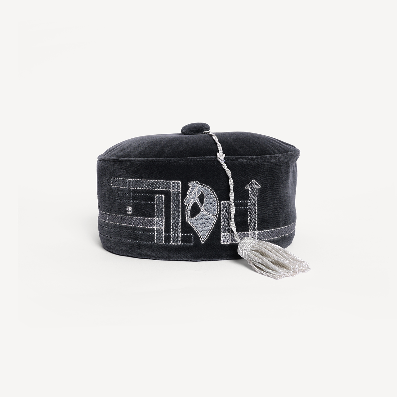 Horse Embroidered Smoking Hat - Black