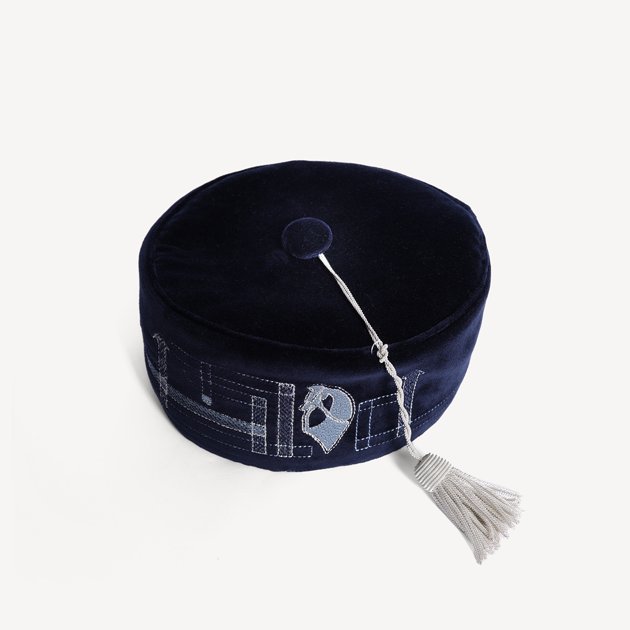 Horse Embroidered Smoking Hat - Navy