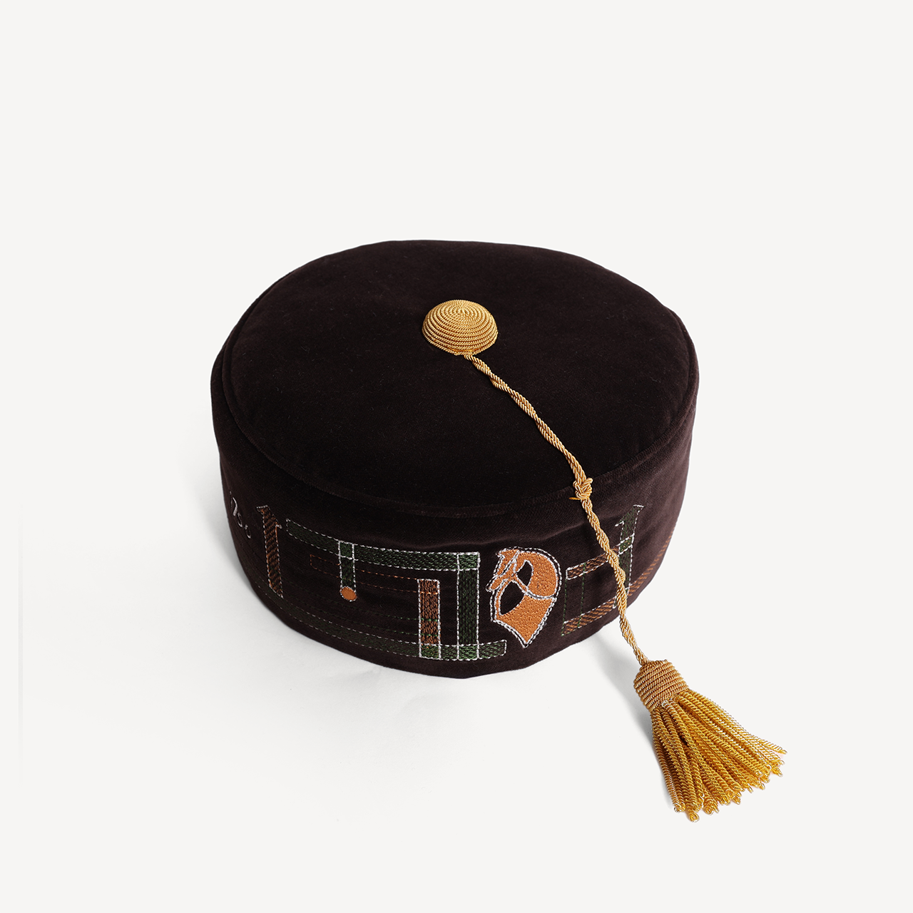 Horse Embroidered Smoking Hat - Brown