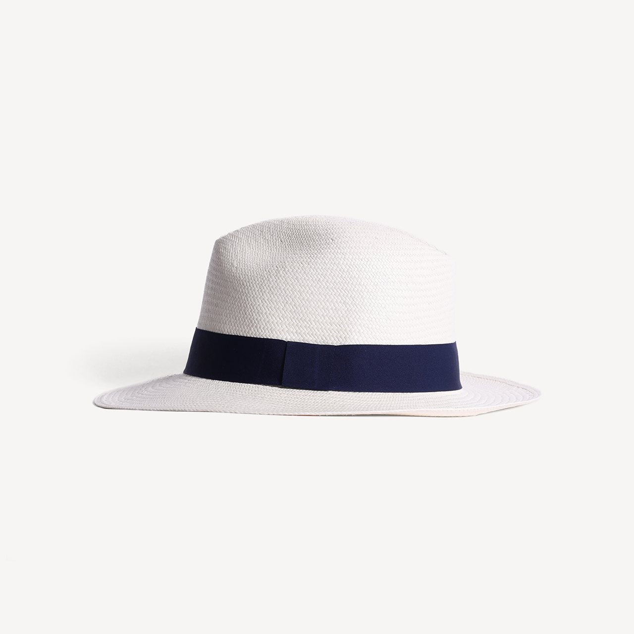 Panama Toquilla Straw - White with Navy Band