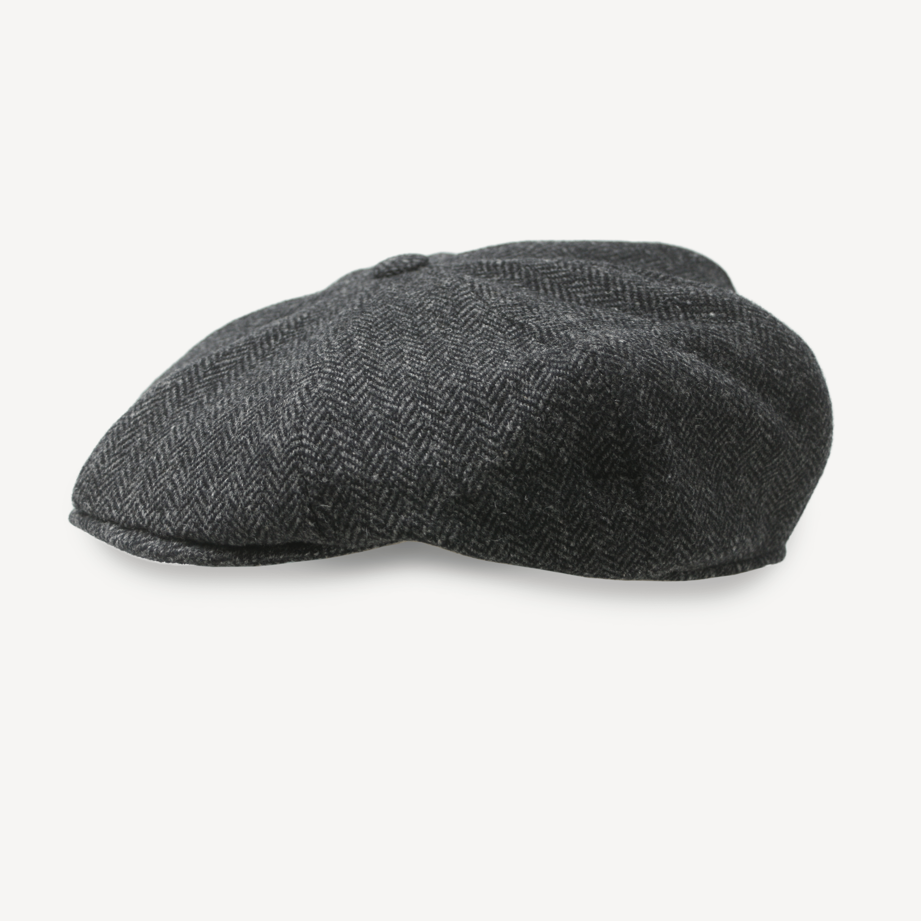 Newsboy Cap Dark Grey Herringbone Herbert Johnson