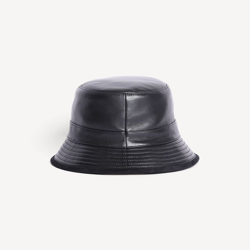Bucket Hat - Black Leather
