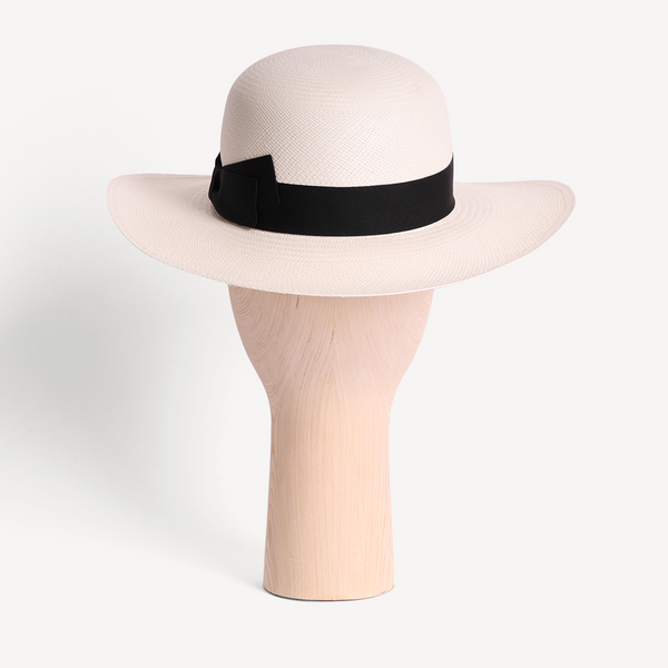 Brisa Panama Toquilla Straw - White with Black Band