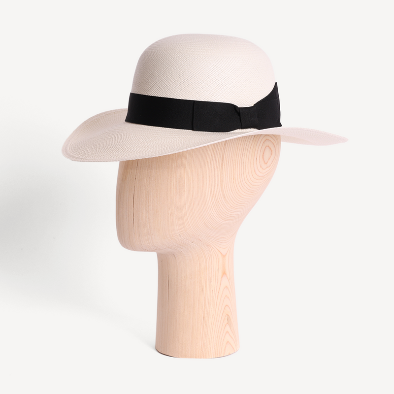 Brisa Panama Toquilla Straw - White with Black Band