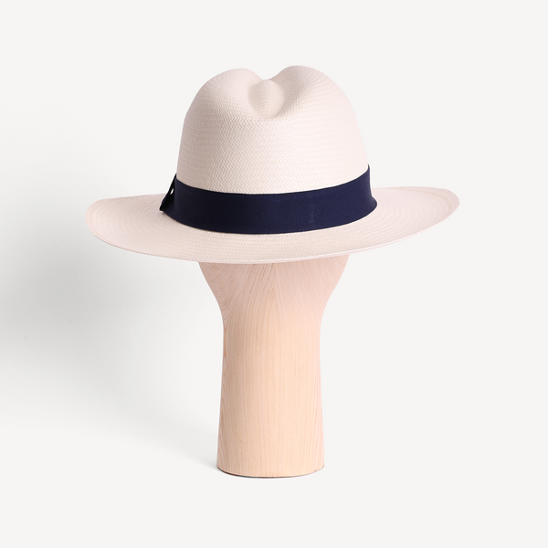 Panama Toquilla Straw - White with Navy Band