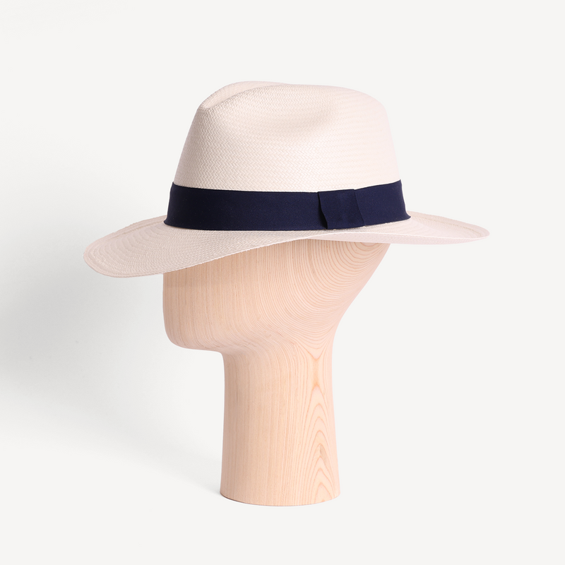 Panama Toquilla Straw - White with Navy Band