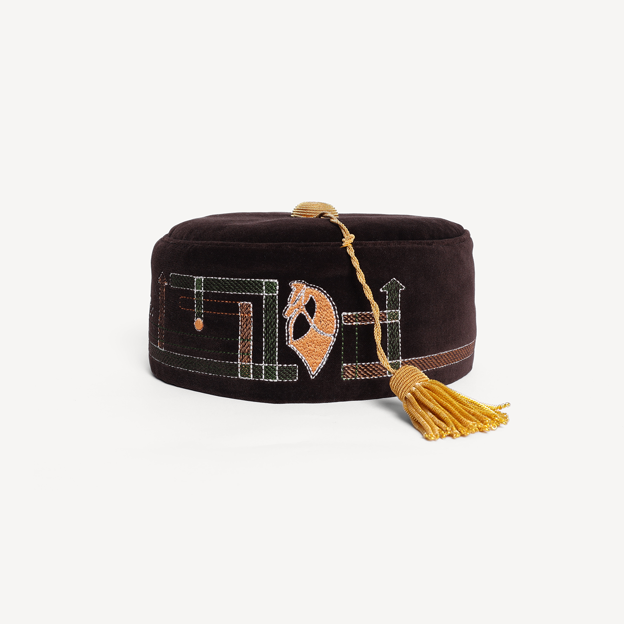 Horse Embroidered Smoking Hat - Brown