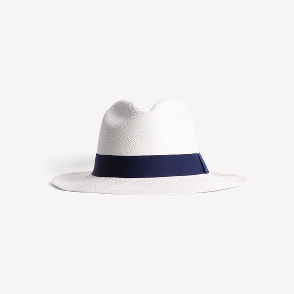 Panama Toquilla Straw - White with Navy Band