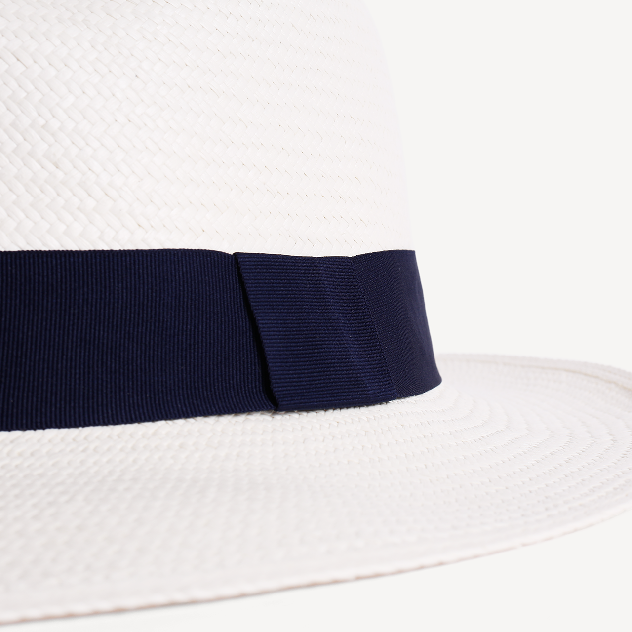 Panama Toquilla Straw - White with Navy Band