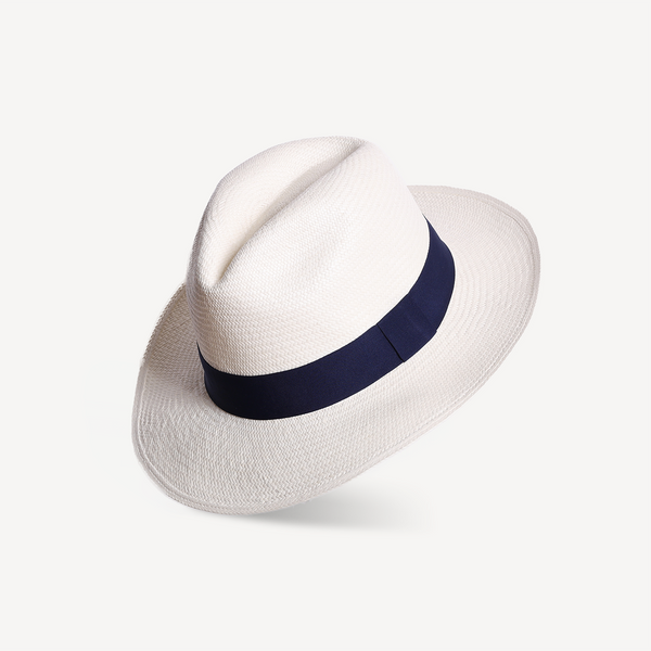 Panama Toquilla Straw - White with Navy Band