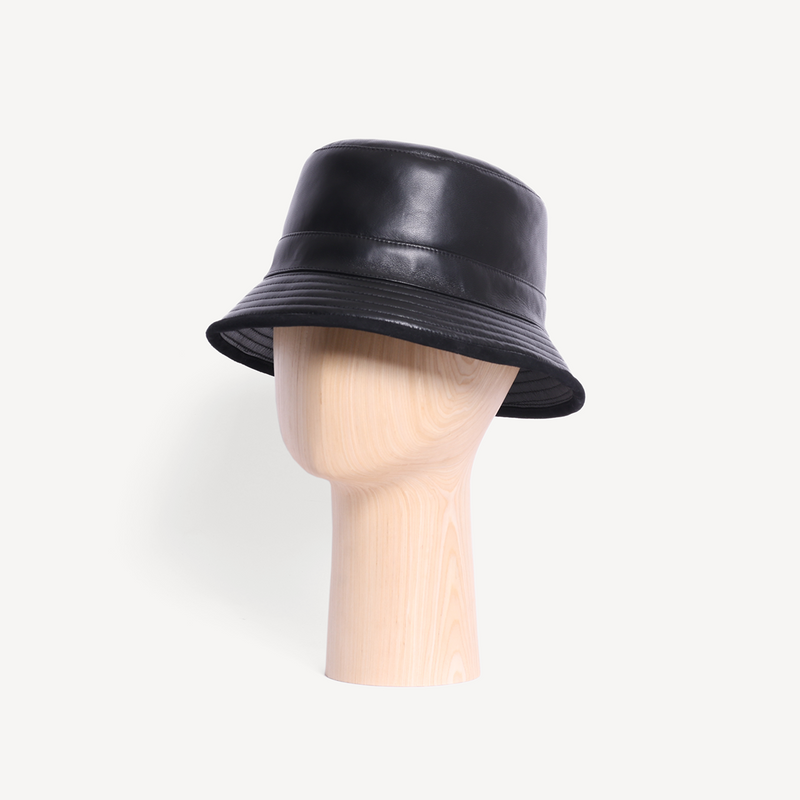 Bucket Hat - Black Leather