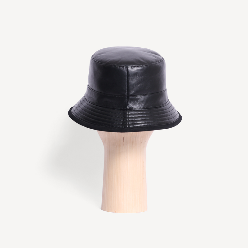 Bucket Hat - Black Leather