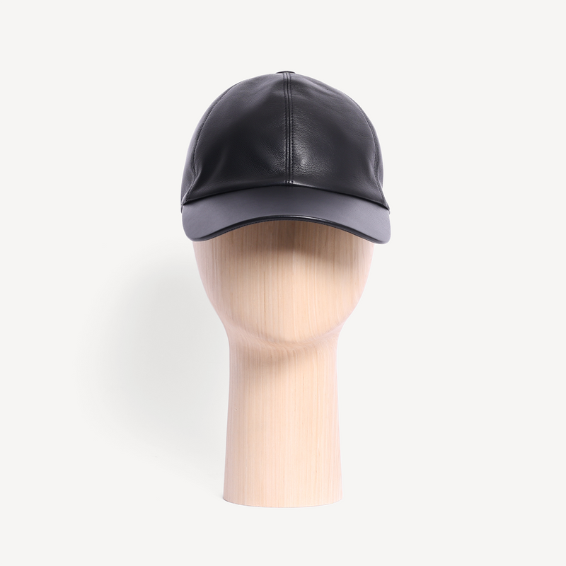 Baseball Cap - Black Leather