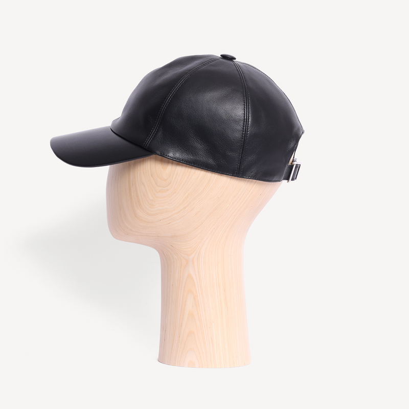 Baseball Cap - Black Leather