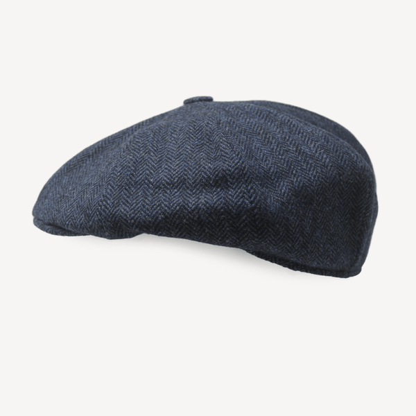 Newsboy Cap Navy Herringbone Herbert Johnson