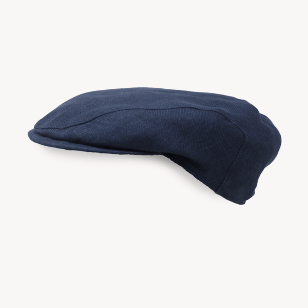 Newsboy Cap Navy Linen Herbert Johnson